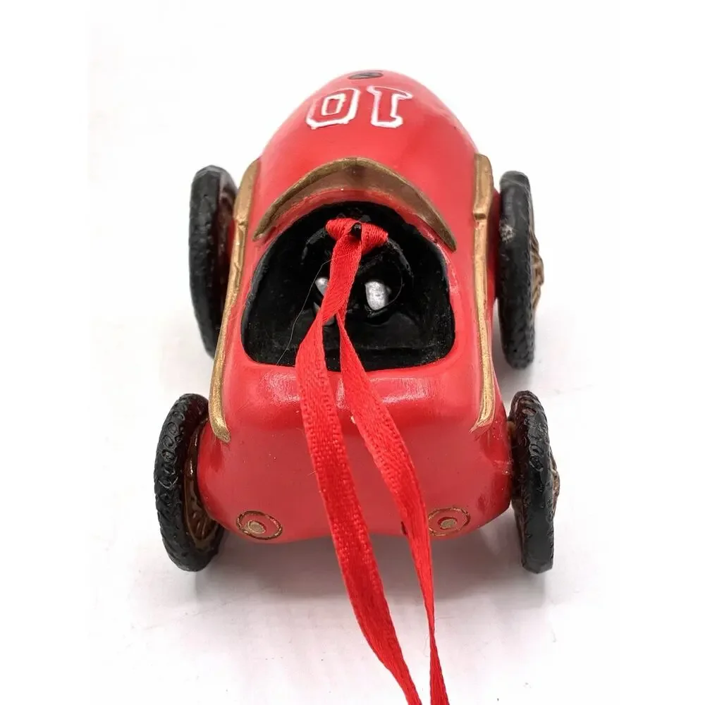 Vintage Red Race Car Christmas Ornament Number 10 3inches